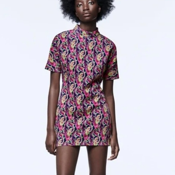 zara printed mini dress 05. SOLD Zara Printed Mini Dress Size:S (Worn once, with tag) Our price:  Bought at Mrp: 3550 Note: This is Zara 2025 spring/summer Collection,  items are not available on discount on their